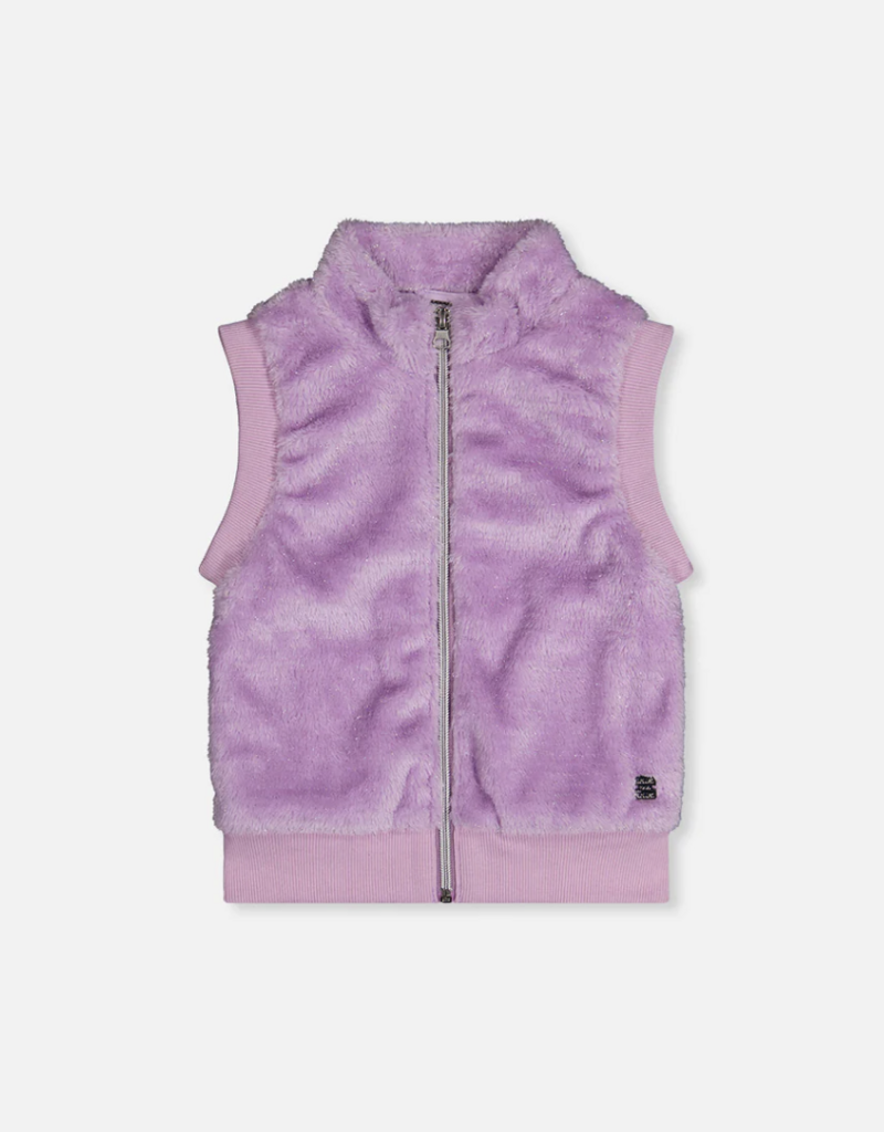 Deux par Deux Fake Fur Sleeveless Vest Violet Tulle
