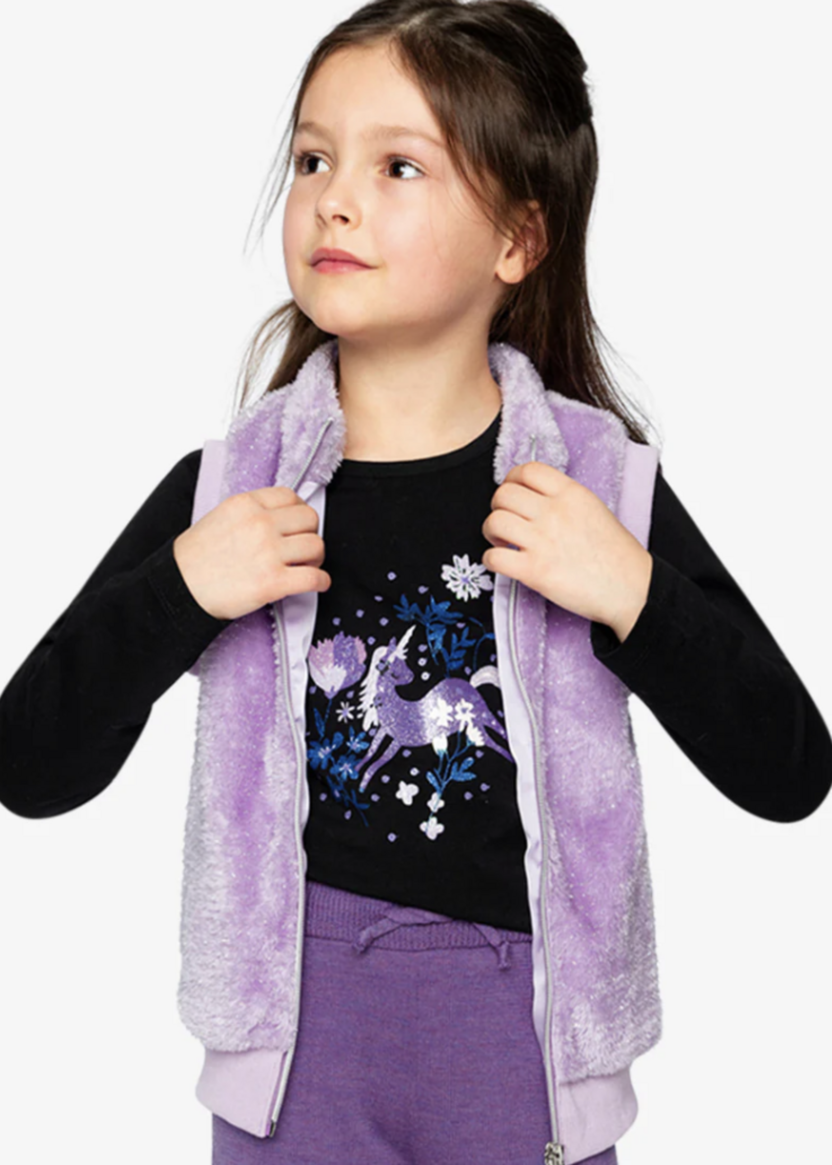 Deux par Deux Fake Fur Sleeveless Vest Violet Tulle