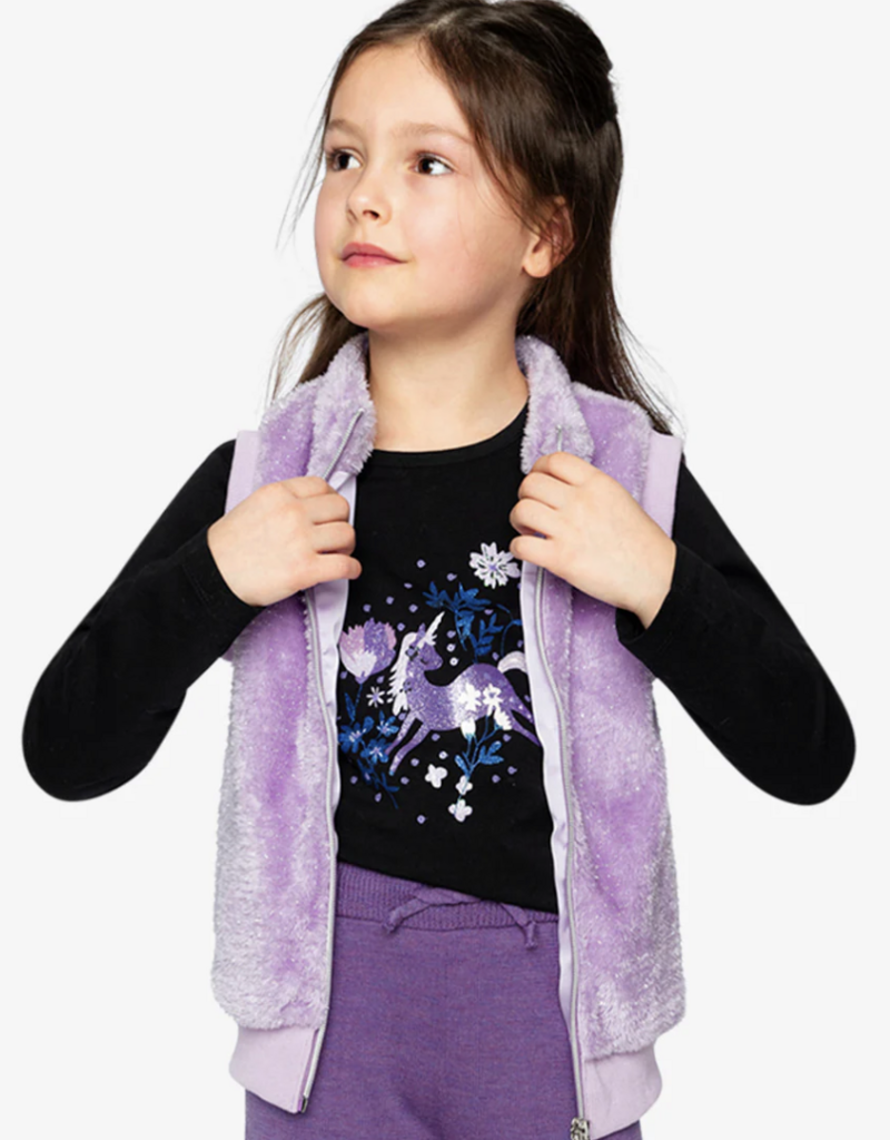 Deux par Deux Fake Fur Sleeveless Vest Violet Tulle