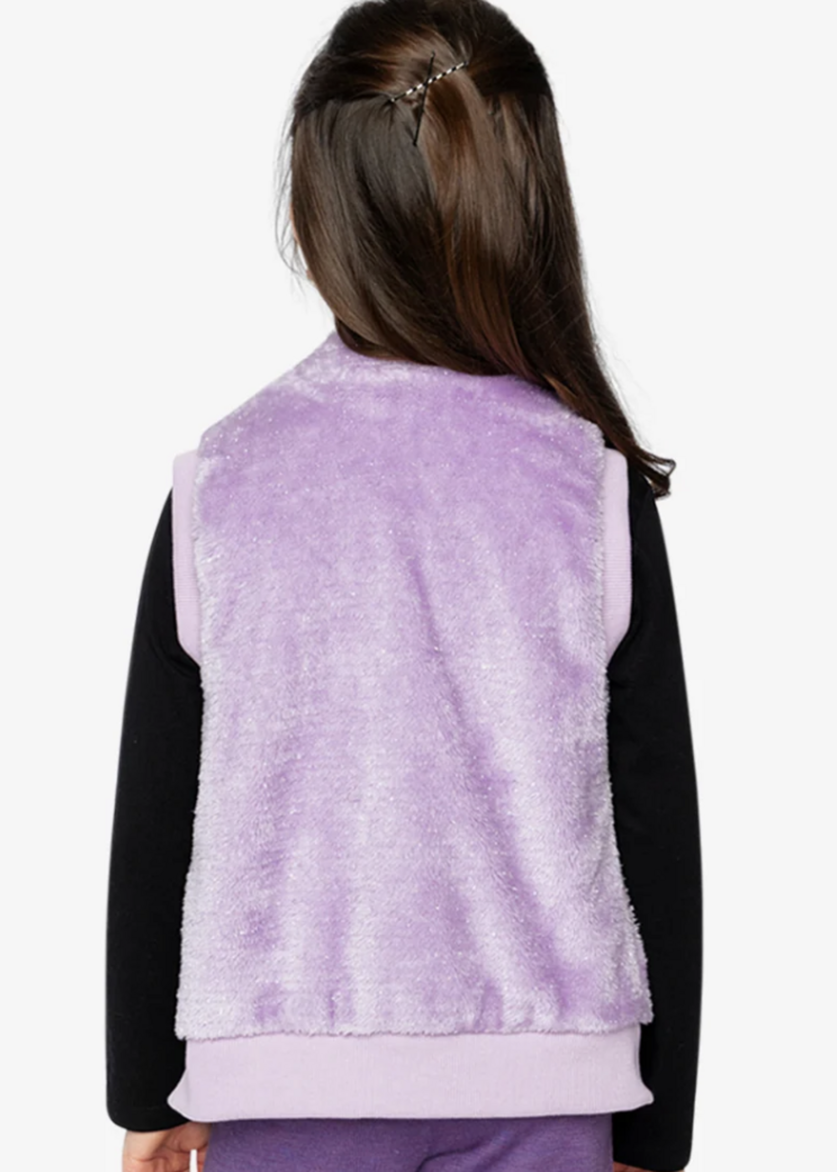 Deux par Deux Fake Fur Sleeveless Vest Violet Tulle