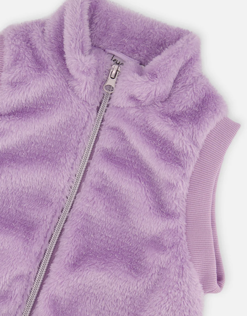 Deux par Deux Fake Fur Sleeveless Vest Violet Tulle