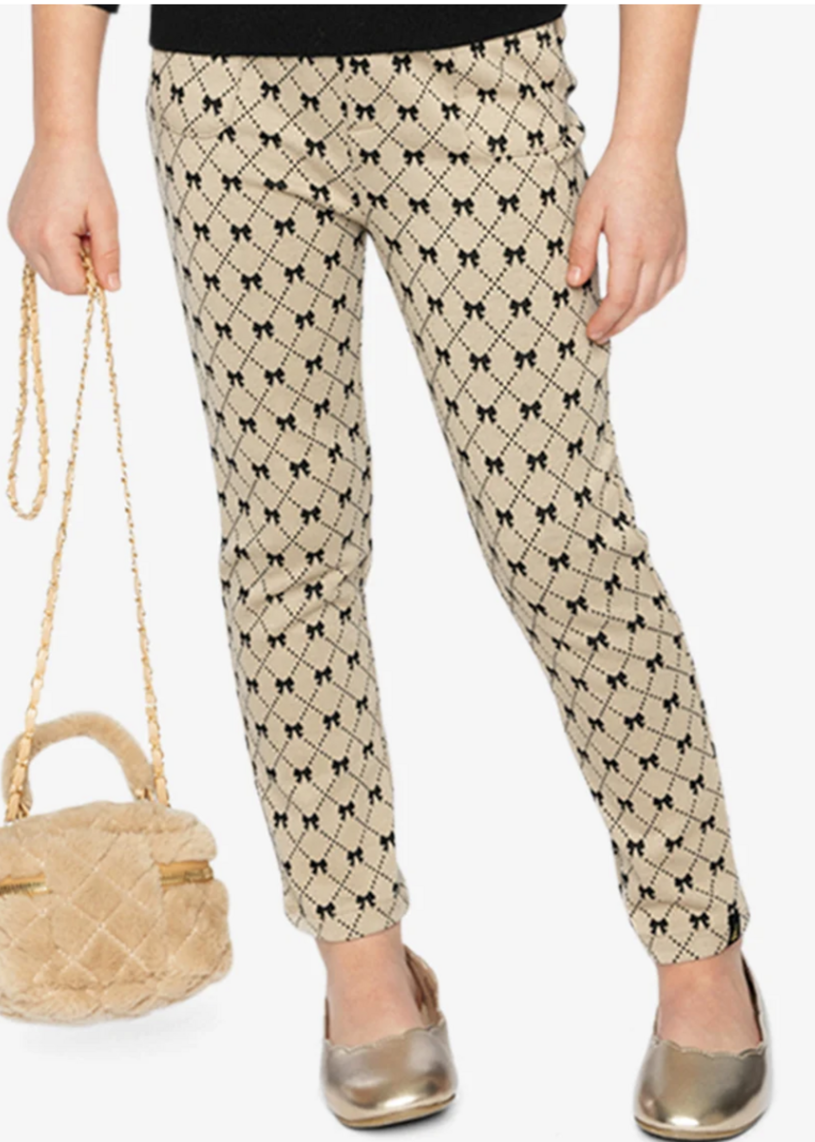 Deux par Deux Tregging Gold Black Jacquard  Bows