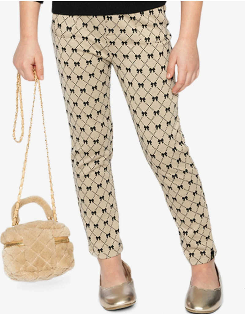 Deux par Deux Tregging Gold Black Jacquard  Bows