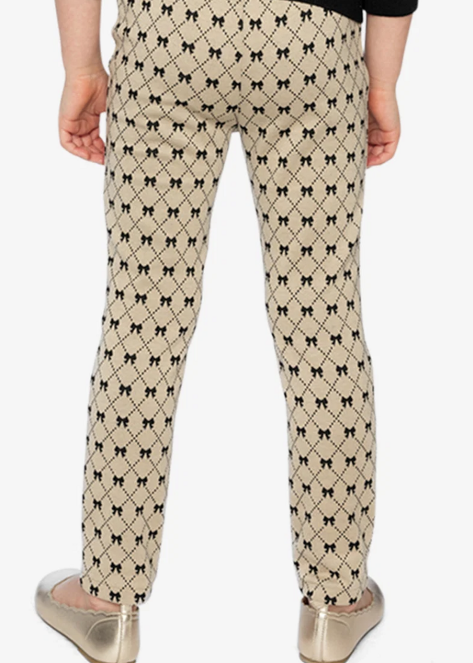 Deux par Deux Tregging Gold Black Jacquard  Bows