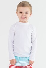RuffleButts Long Sleeve Rash Guard White