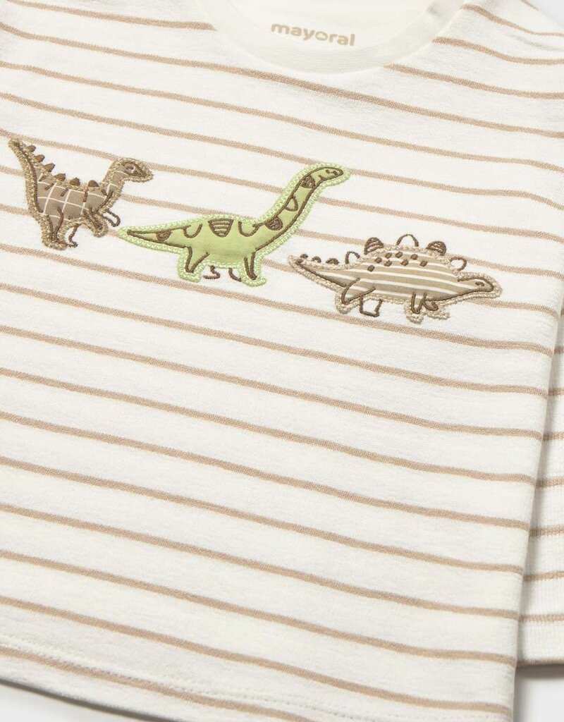 Mayoral L/S Striped Tee w/Dino Applique