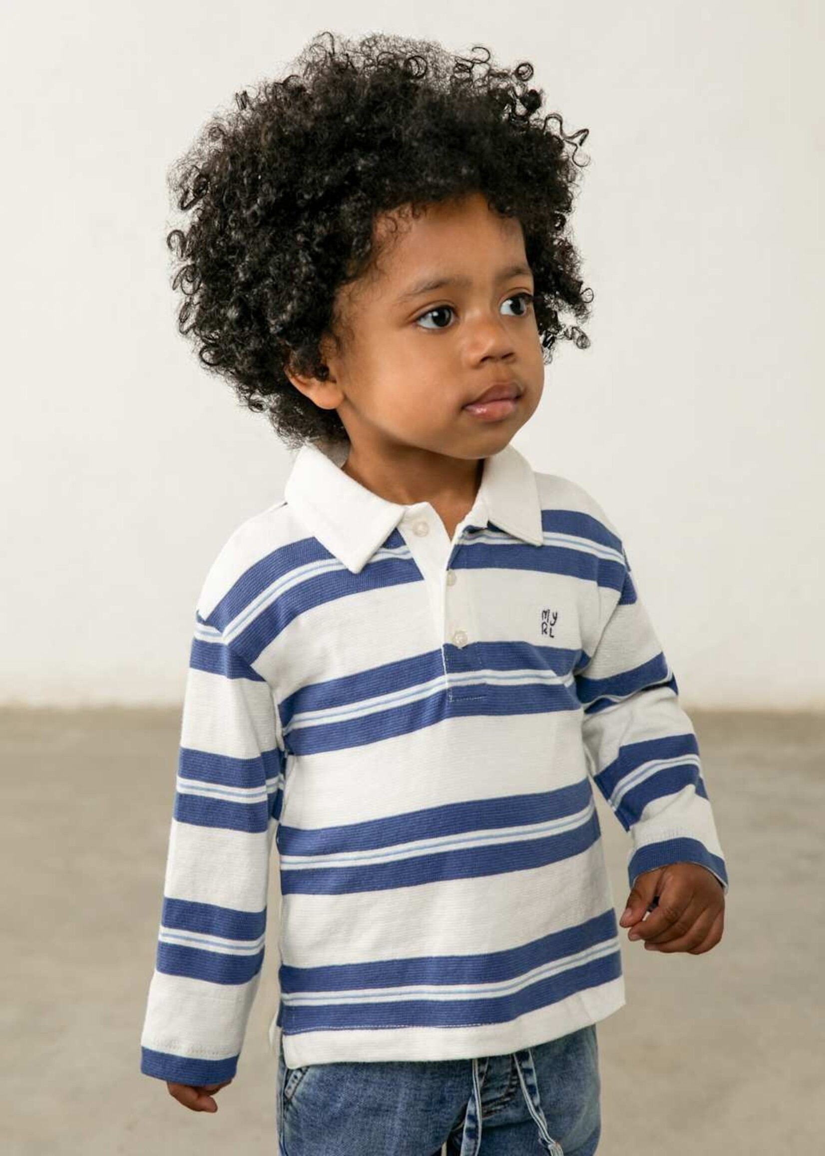 Mayoral L/S Blue Stripe Polo