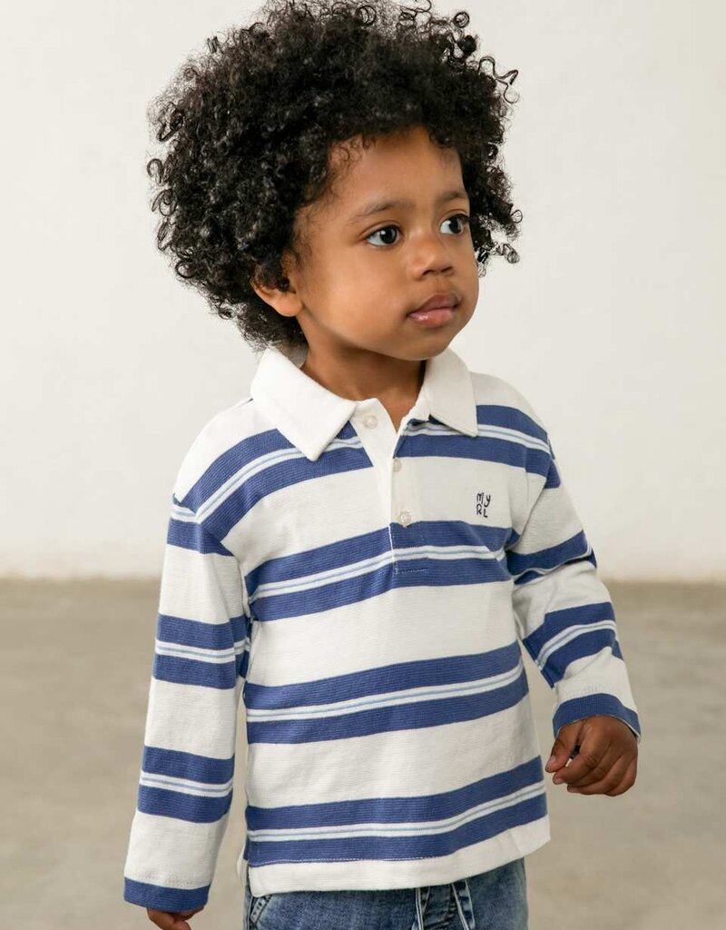 Mayoral L/S Blue Stripe Polo