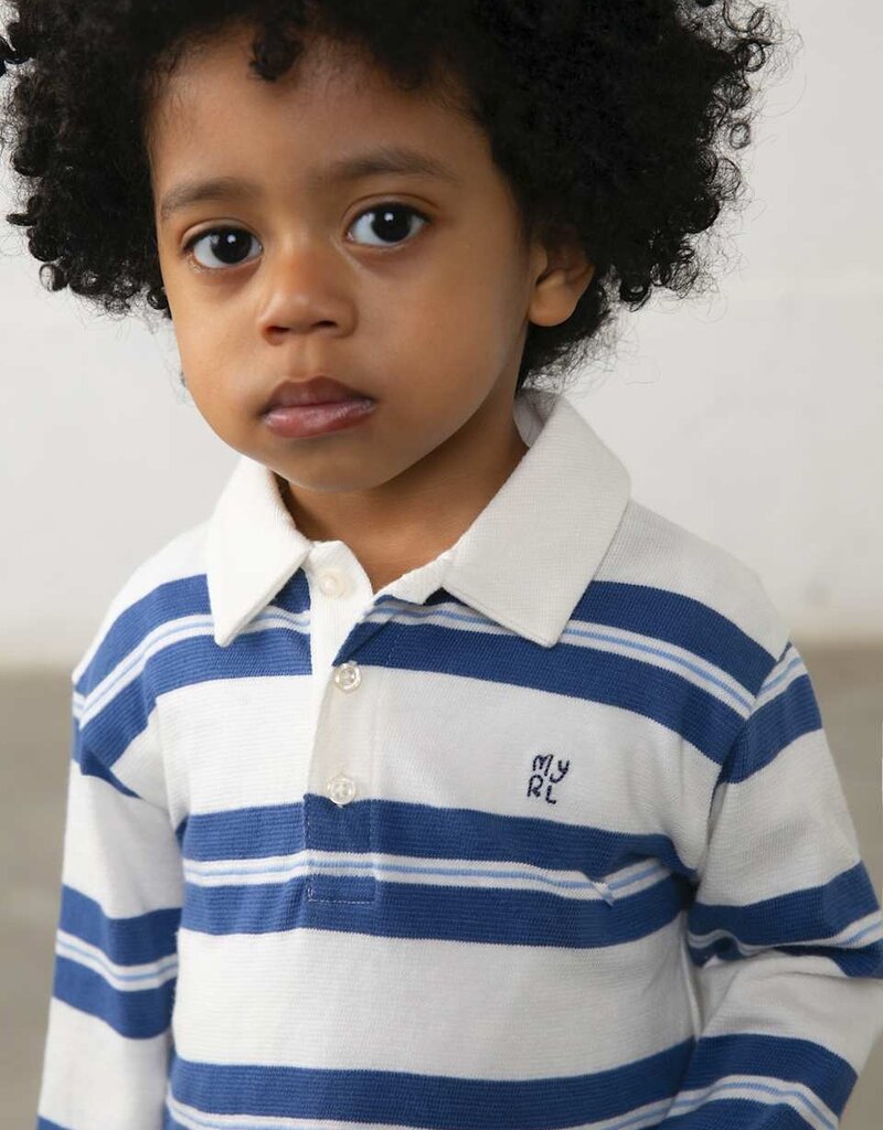 Mayoral L/S Blue Stripe Polo