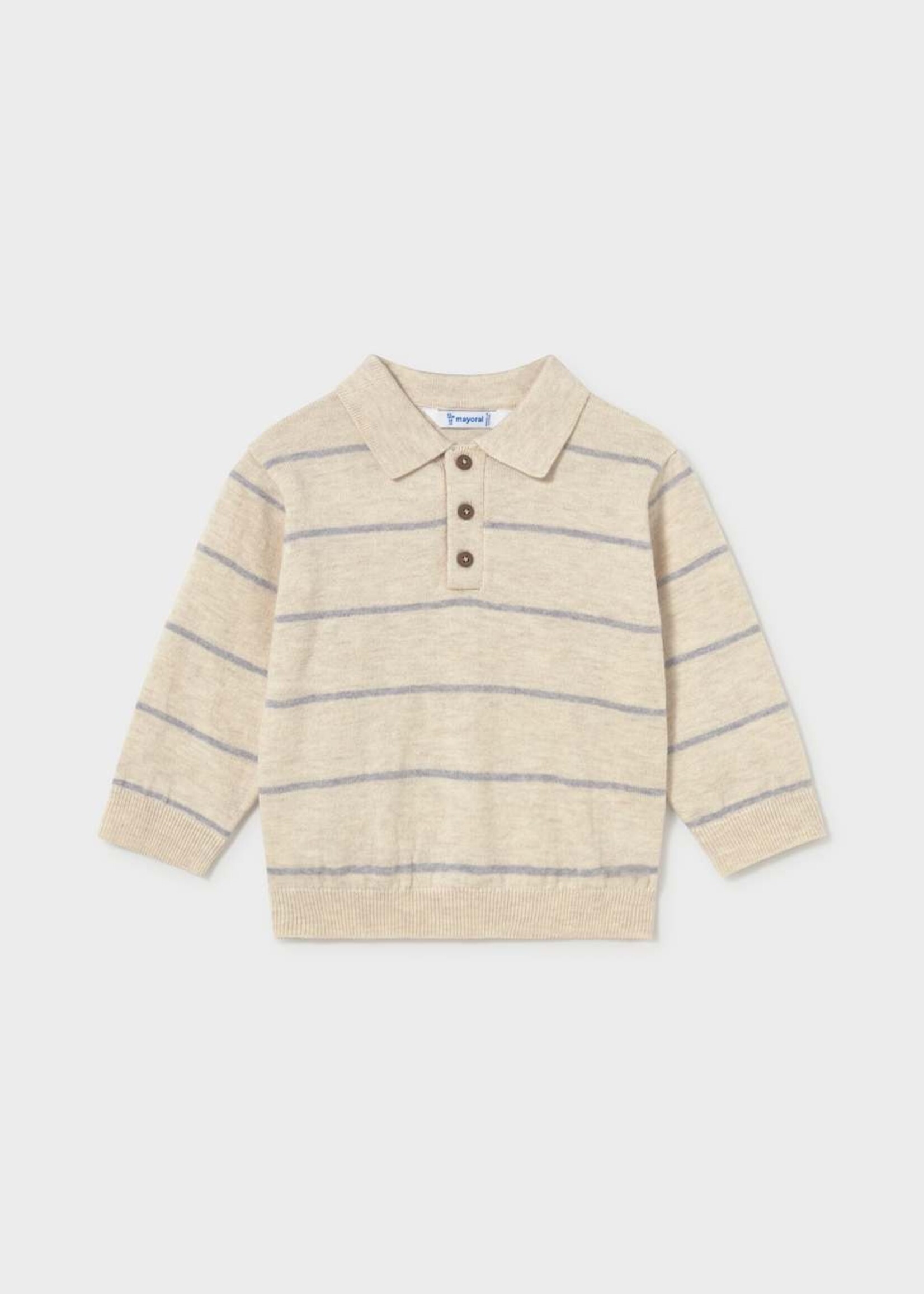 Mayoral L/S Knit Stripe Polo H Stone