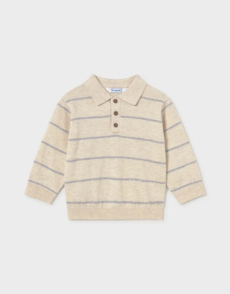 Mayoral L/S Knit Stripe Polo H Stone