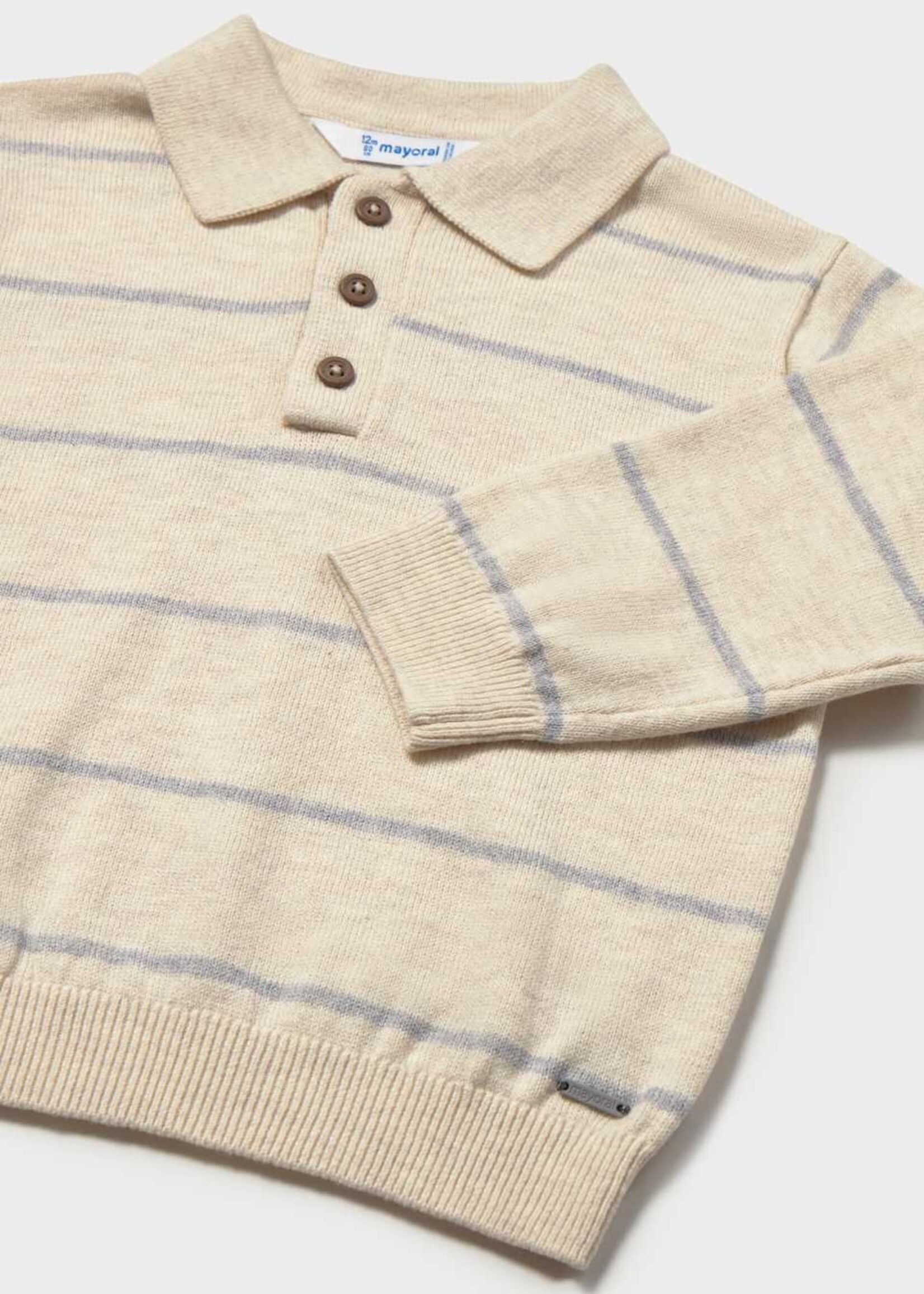 Mayoral L/S Knit Stripe Polo H Stone