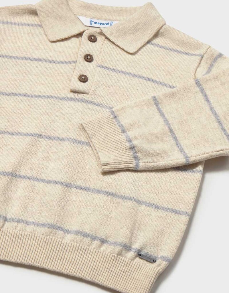 Mayoral L/S Knit Stripe Polo H Stone