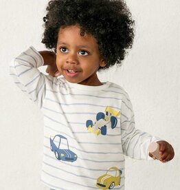 Mayoral L/S Stripe Tee Car Print Sky Blue