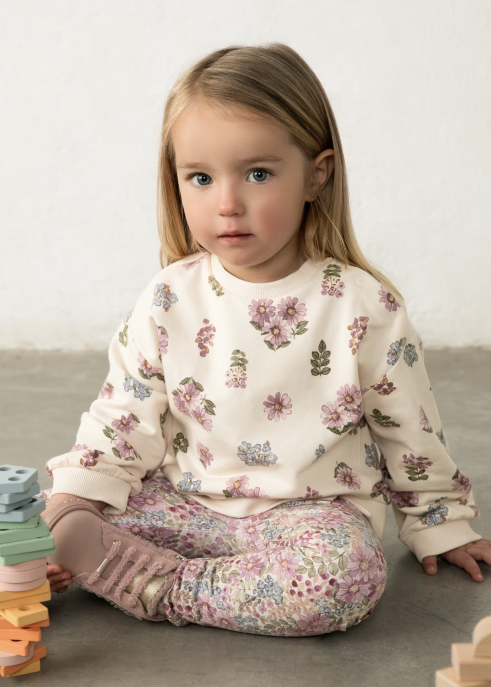 Mayoral Flower Print Fleece Pullover