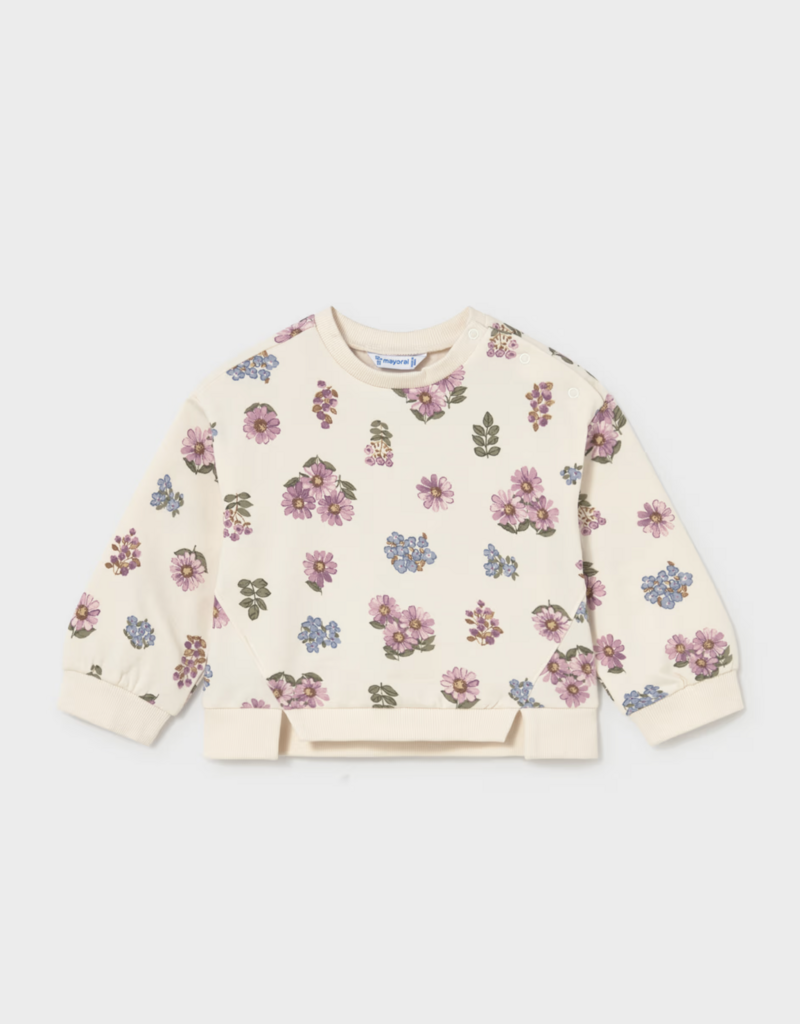 Mayoral Flower Print Fleece Pullover