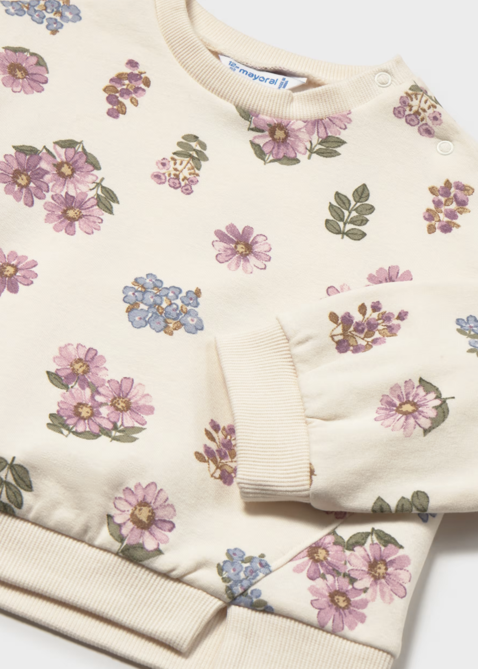 Mayoral Flower Print Fleece Pullover