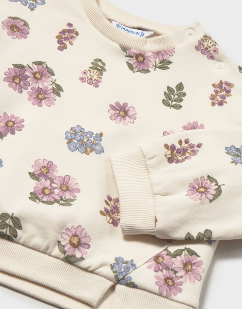 Mayoral Flower Print Fleece Pullover