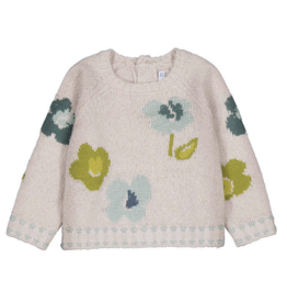 Mayoral Lt Pink Jacquard Flowered Sweater