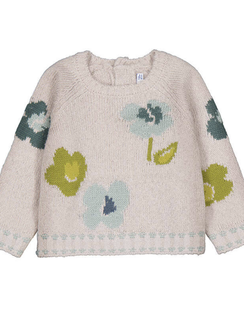 Mayoral Lt Pink Jacquard Flowered Sweater
