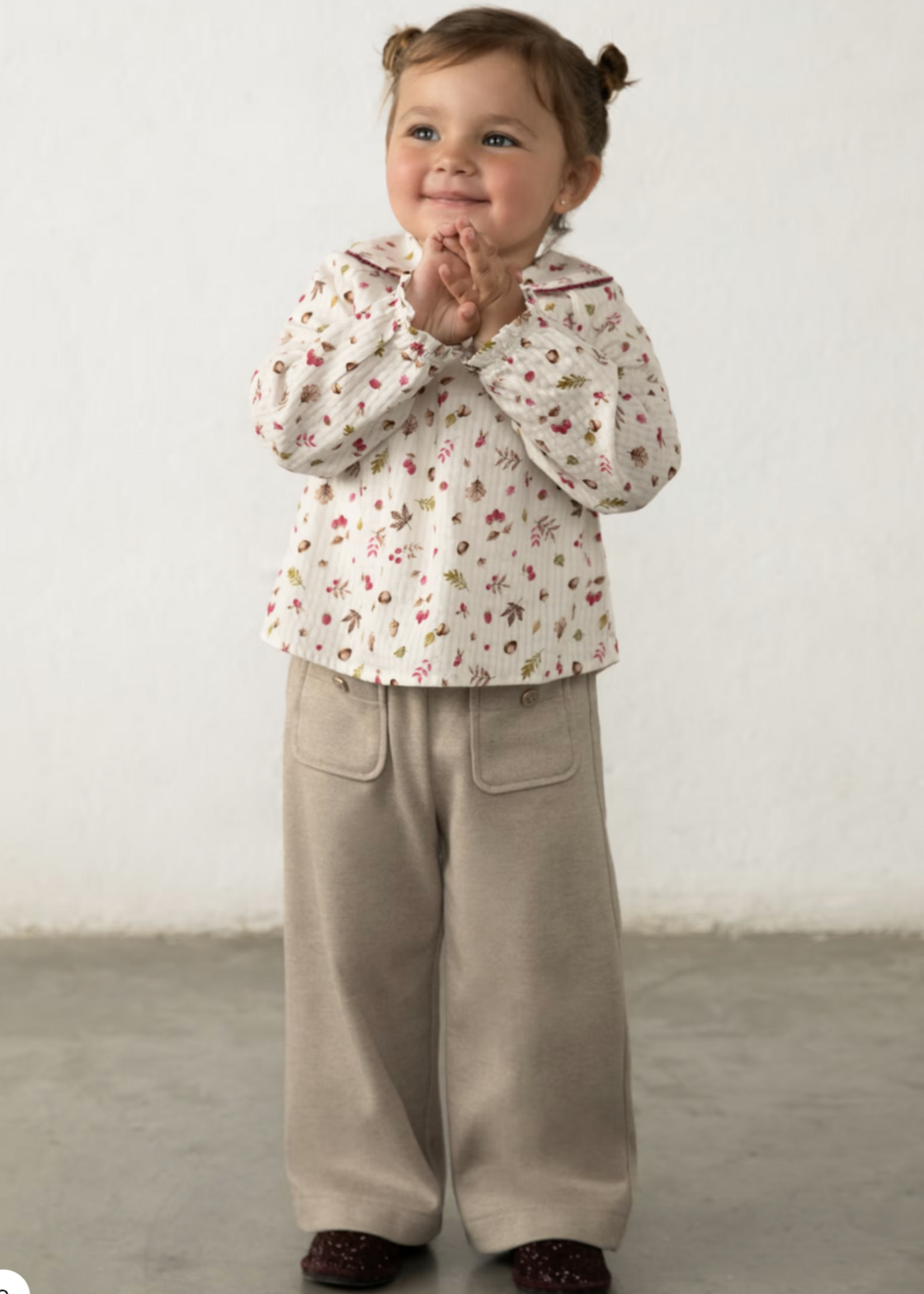 Mayoral Girls Twill Knit Pants Tan