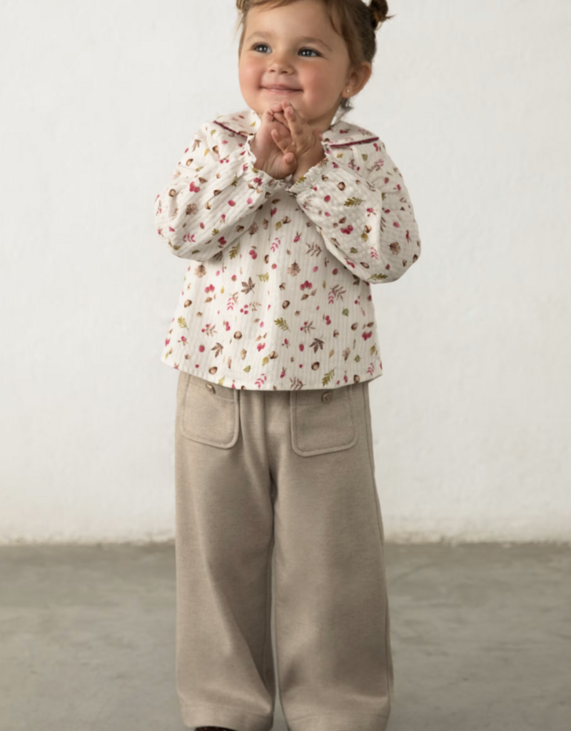 Mayoral Girls Twill Knit Pants Tan