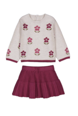 Mayoral Tricot Skirt Sweater Set Raspberry