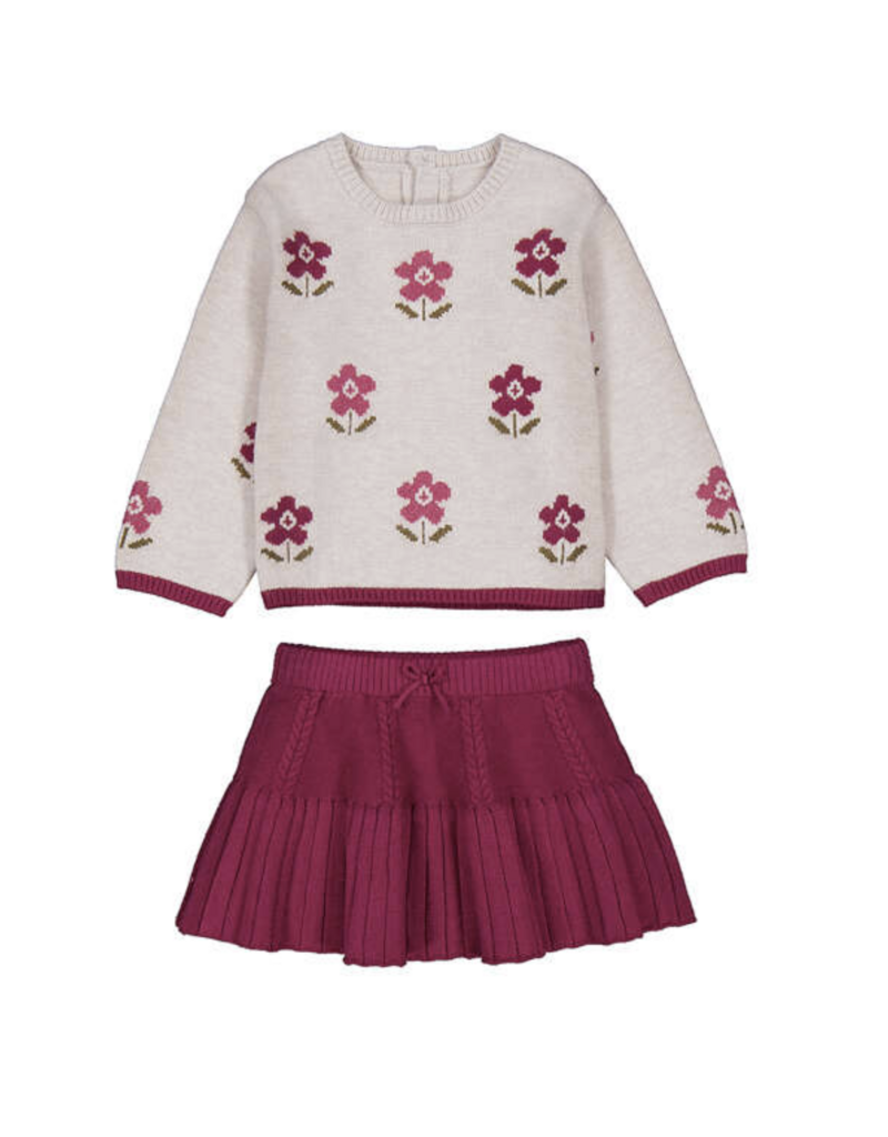 Mayoral Tricot Skirt Sweater Set Raspberry