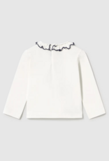 Mayoral L/S White Collard Top w/Puppy Applique