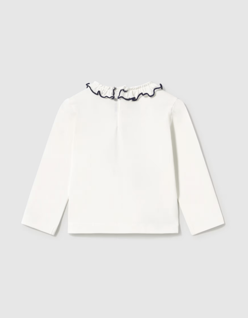 Mayoral L/S White Collard Top w/Puppy Applique