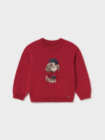 Mayoral Jacquard Red Sweater w/Puppy Applique