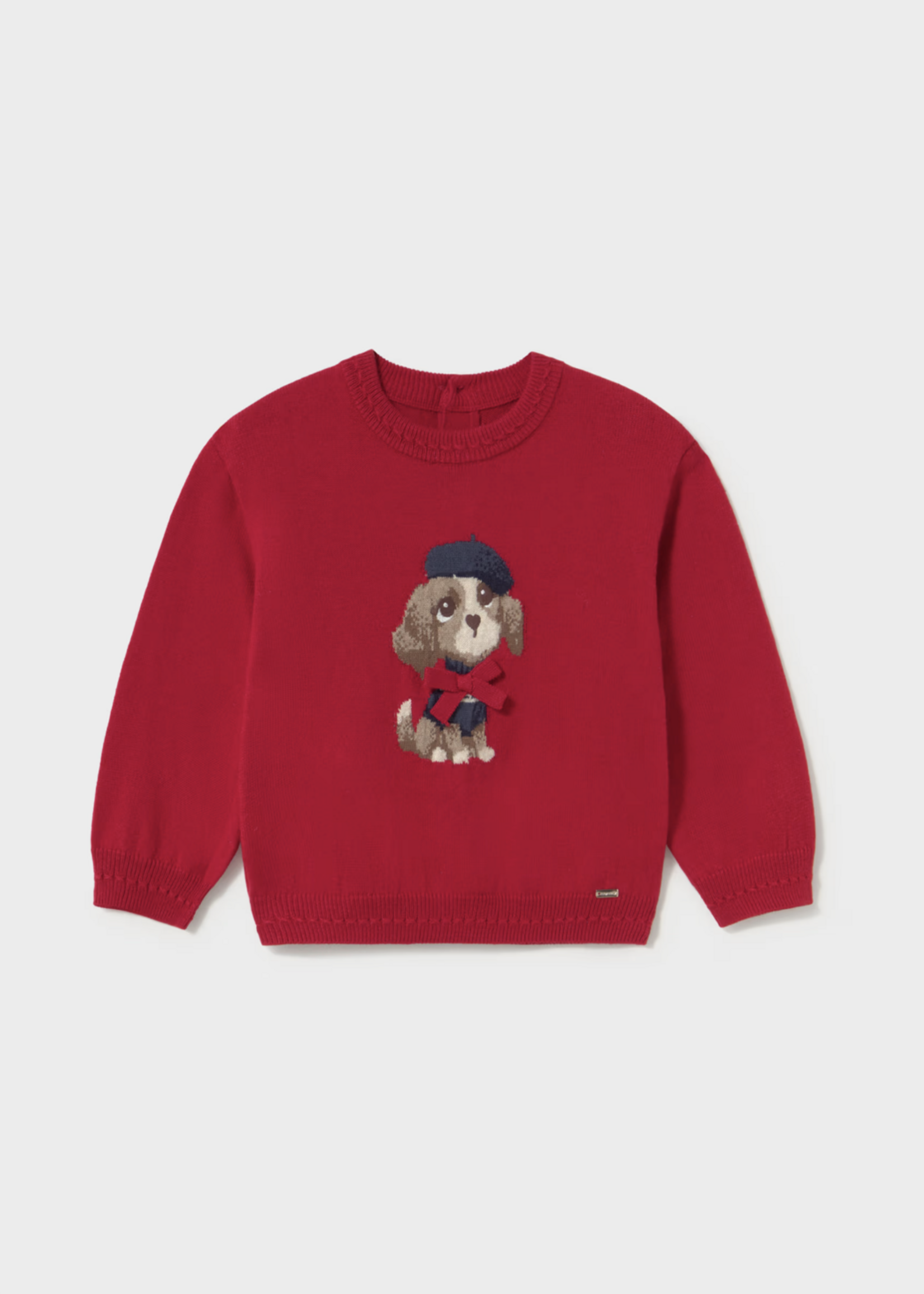 Mayoral Jacquard Red Sweater w/Puppy Applique
