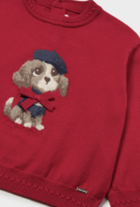 Mayoral Jacquard Red Sweater w/Puppy Applique