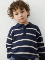 Mayoral L/S Knit Polo Blue Stripe