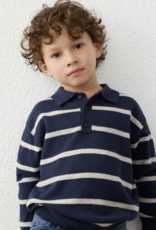 Mayoral L/S Knit Polo Blue Stripe
