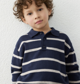 Mayoral L/S Knit Polo Blue Stripe