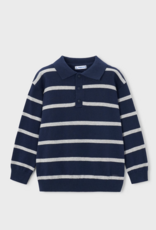 Mayoral L/S Knit Polo Blue Stripe