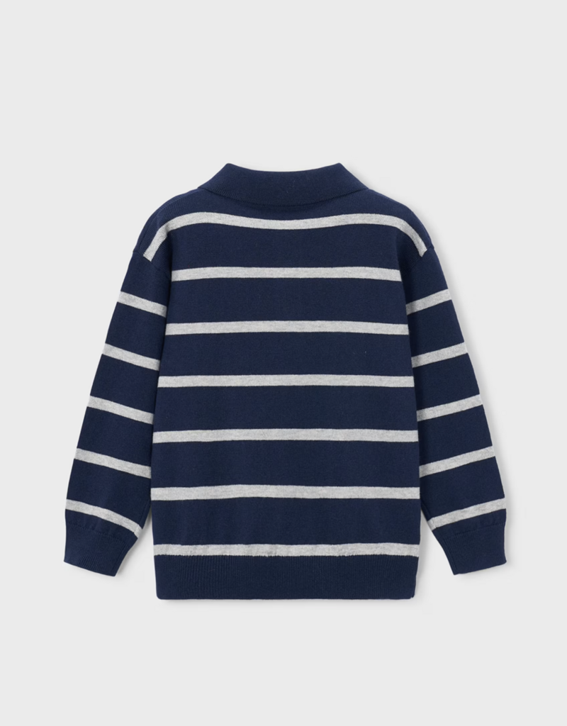 Mayoral L/S Knit Polo Blue Stripe