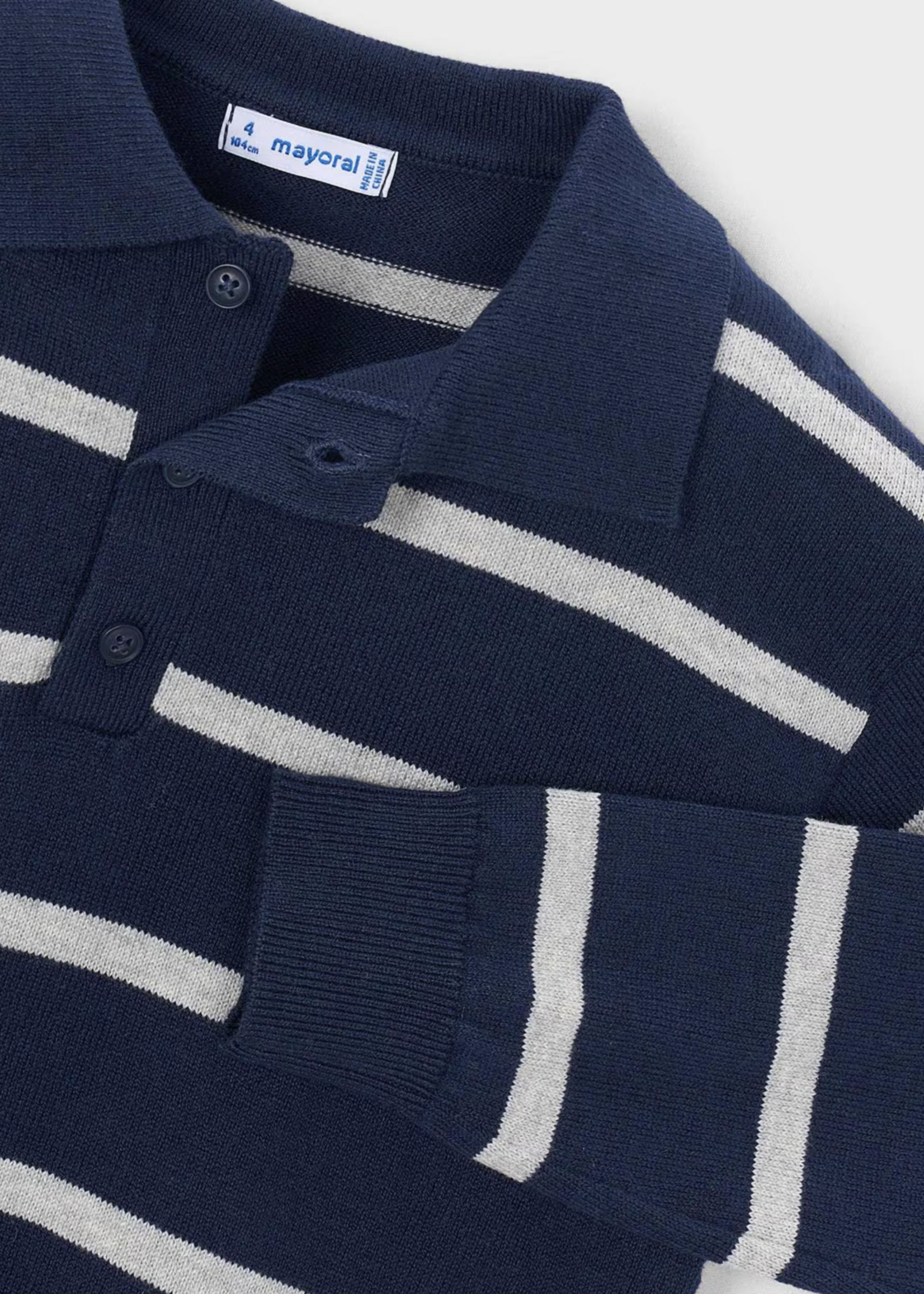 Mayoral L/S Knit Polo Blue Stripe