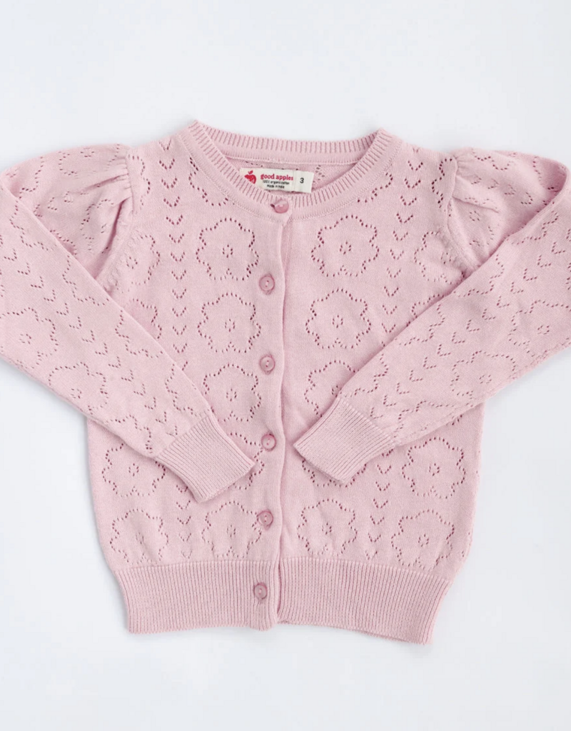 Good Apples Kids Pointelle Light Pink Floral Cardigan