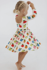 Good Apples Kids 3/4 Sleeve Twirl Dress Apples
