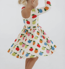 Good Apples Kids 3/4 Sleeve Twirl Dress Apples