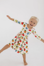 Good Apples Kids 3/4 Sleeve Twirl Dress Apples