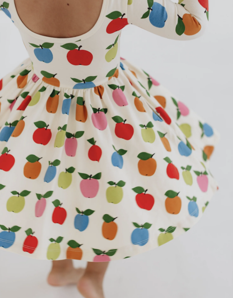 Good Apples Kids 3/4 Sleeve Twirl Dress Apples