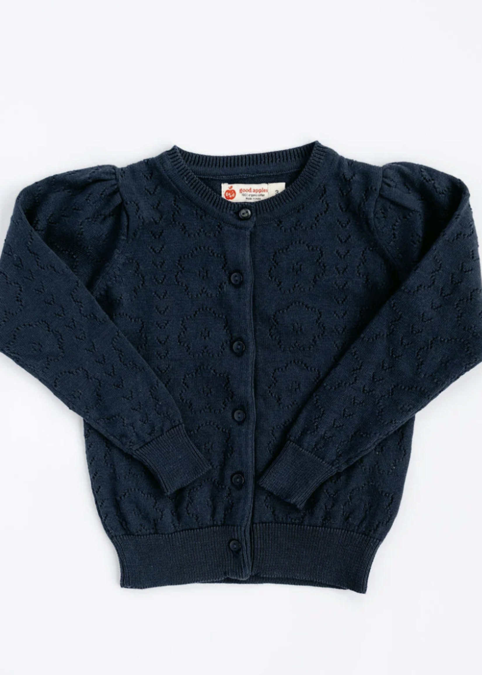 Good Apples Kids Pointelle Navy Floral Cardigan