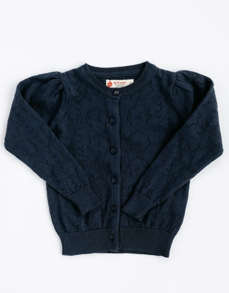 Good Apples Kids Pointelle Navy Floral Cardigan
