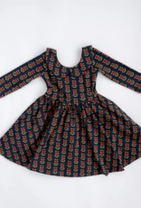 Good Apples Kids 3/4 Sleeve Twirl Dress Navy Floral Collared