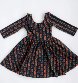 Good Apples Kids 3/4 Sleeve Twirl Dress Navy Floral Collared