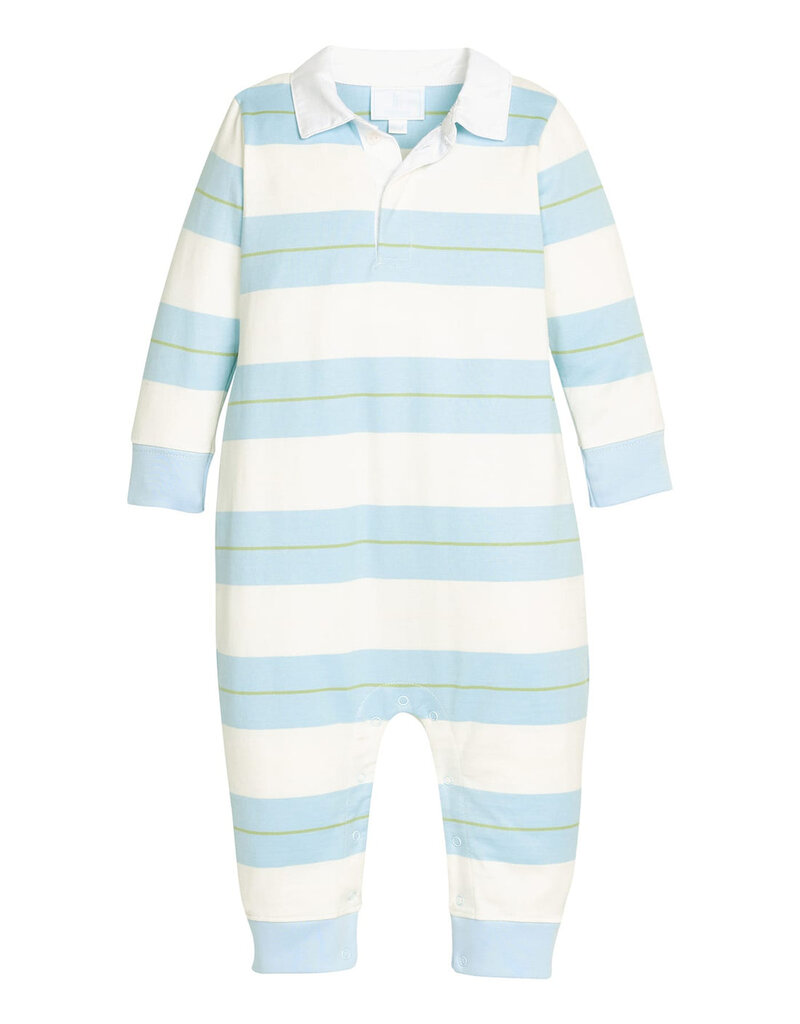 Little English Rugby Polo Romper - Fondren Stripe