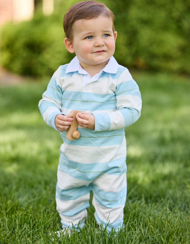 Little English Rugby Polo Romper - Fondren Stripe
